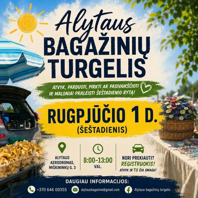 Alytaus bagažinių turgelis: rugpjūčio 9-ąją aerodrome: ką svarbu žinoti